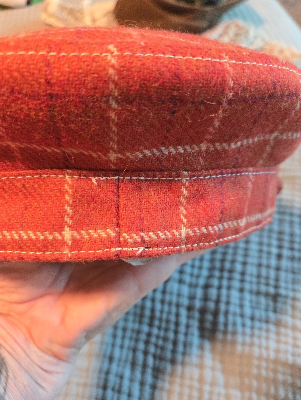 J.Crew Orange Plaid Baker Boy Cap - Picture 5 of 7